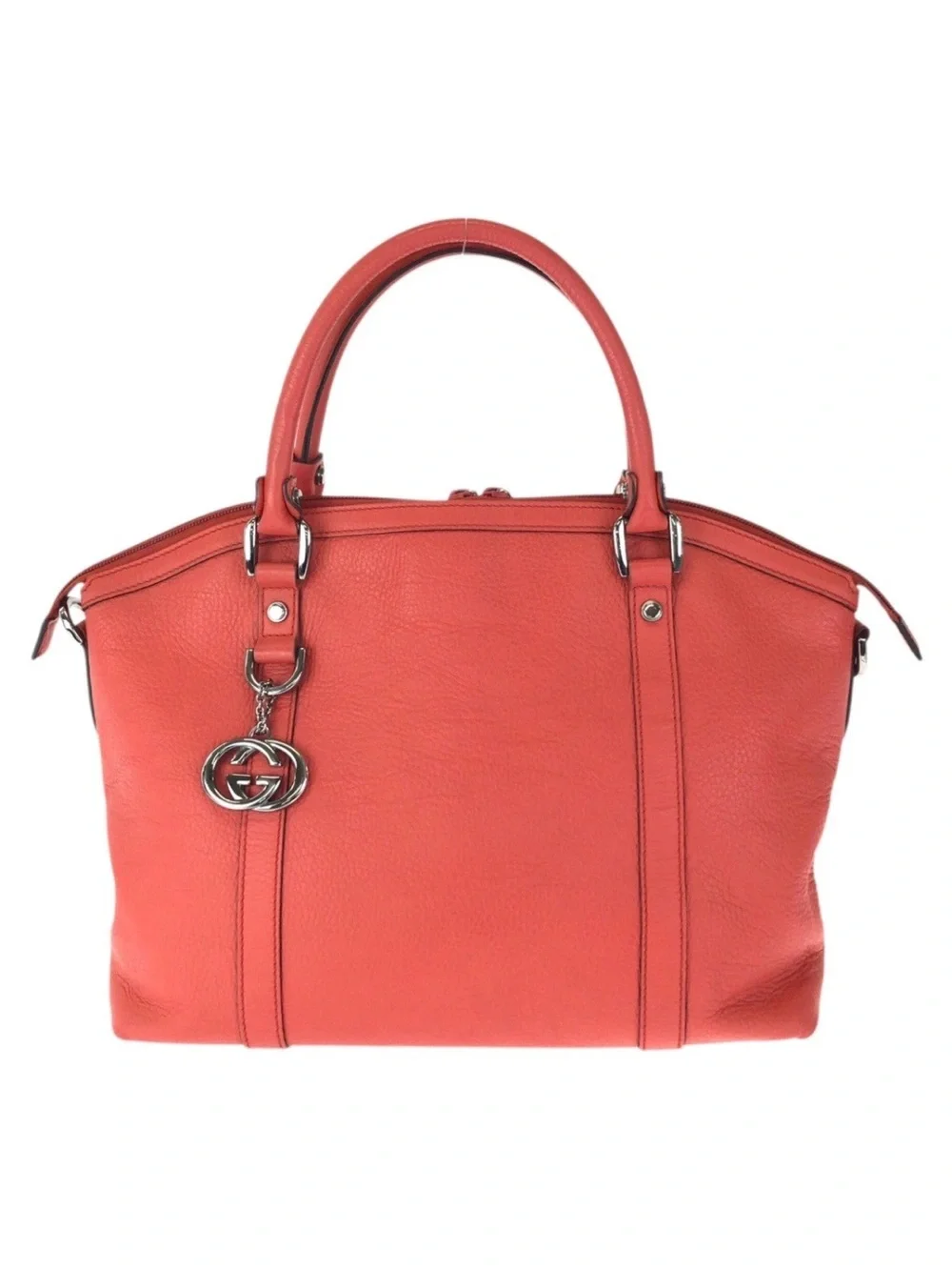 Gucci Coral Leather Dome Satchel with Silver Double G Charm
